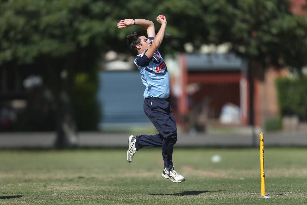 ACTION: Sam O'Sullivan bowling for Newcastle City during round one of the district first grade competition on September 29. The Cooks Hill 18-year-old has just returned from a season in England. Picture: Marina Neil