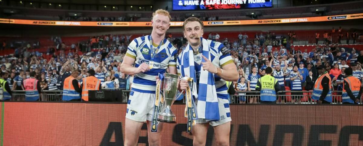 Lachlan Walmsley and Jake Maizen at Wembley Stadium. Picture supplied