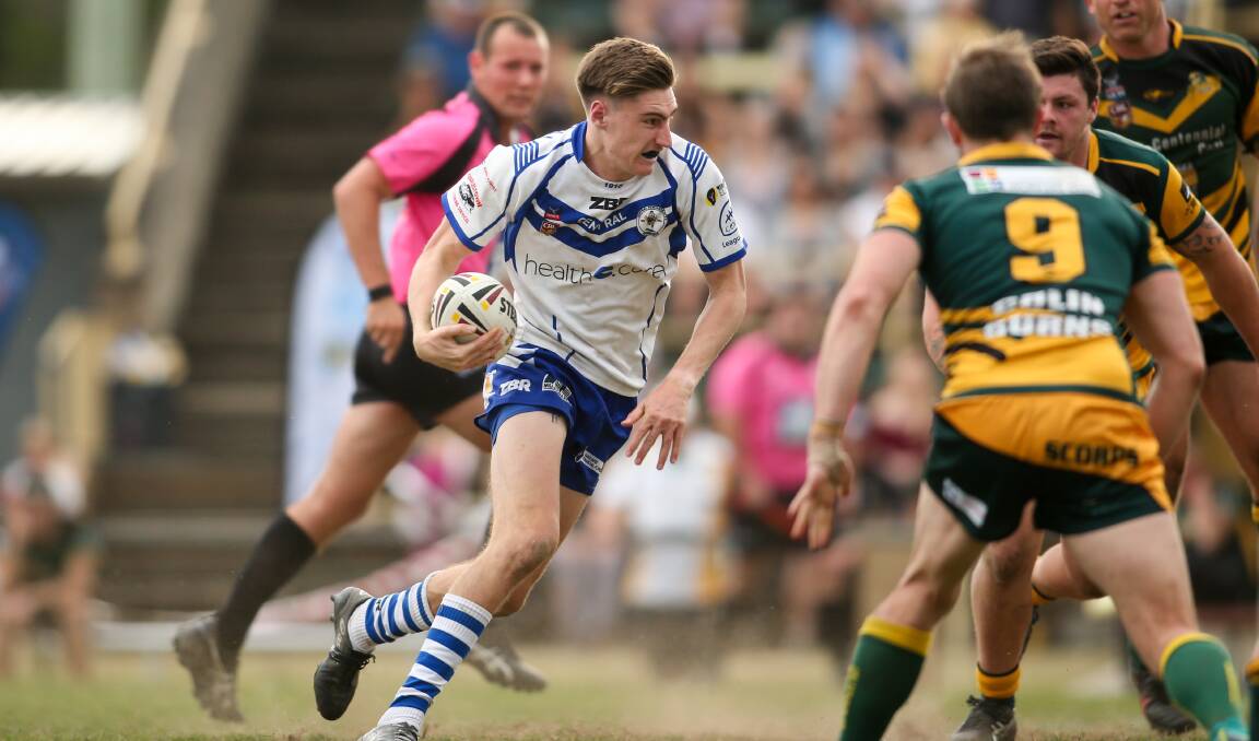 POINT: Central Newcastle winger Cameron Anderson scored a hat-trick for the Butcher Boys on Sunday, including a late try in the corner to level proceedings with Lakes at St John Oval. Picture: Max Mason-Hubers