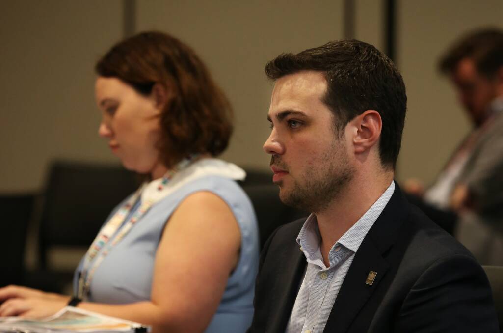 Deputy lord mayor Declan Clausen at a City of Newcastle council meeting in 2022. Picture by Simone De Peak 