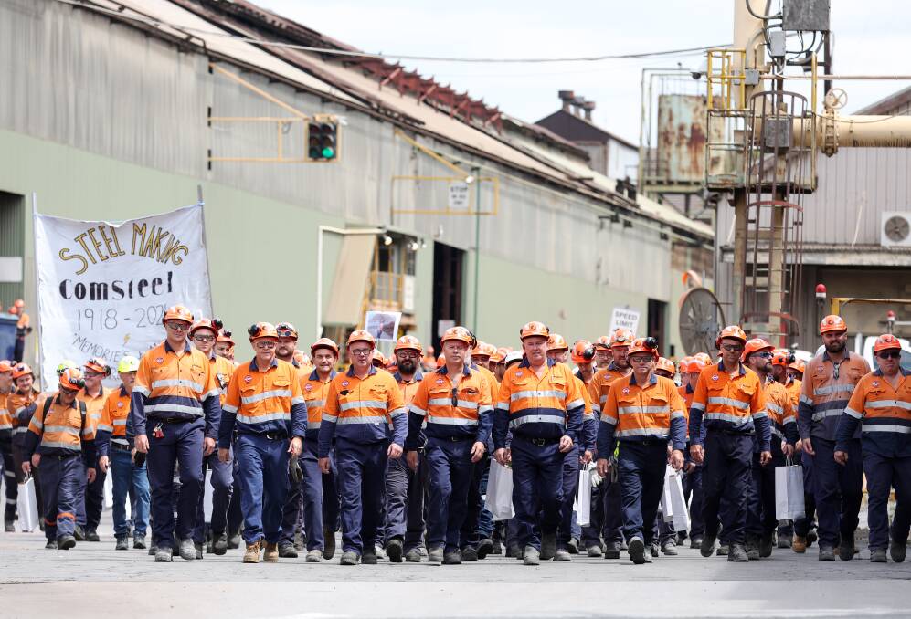 Molycop steel mill workers walked off the site for the last time on Friday. Picture by Peter Lorimer 