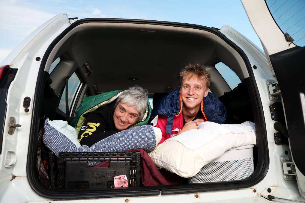 Sue and Luke Prosser sleeping rough in the car to raise money for Soul Hub. Picture by Peter Lorimer