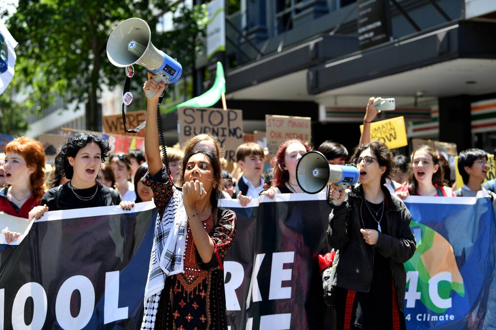 Sydney's student climate change protest on Friday. Picture by Bianca de Marchi