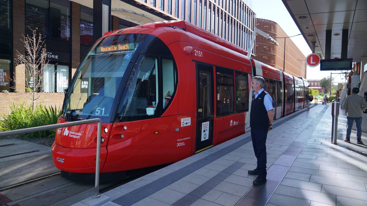 Tram driver and trainer Corey Moore says near-misses are far too regular along Newcastle's light rail. Picture supplied.