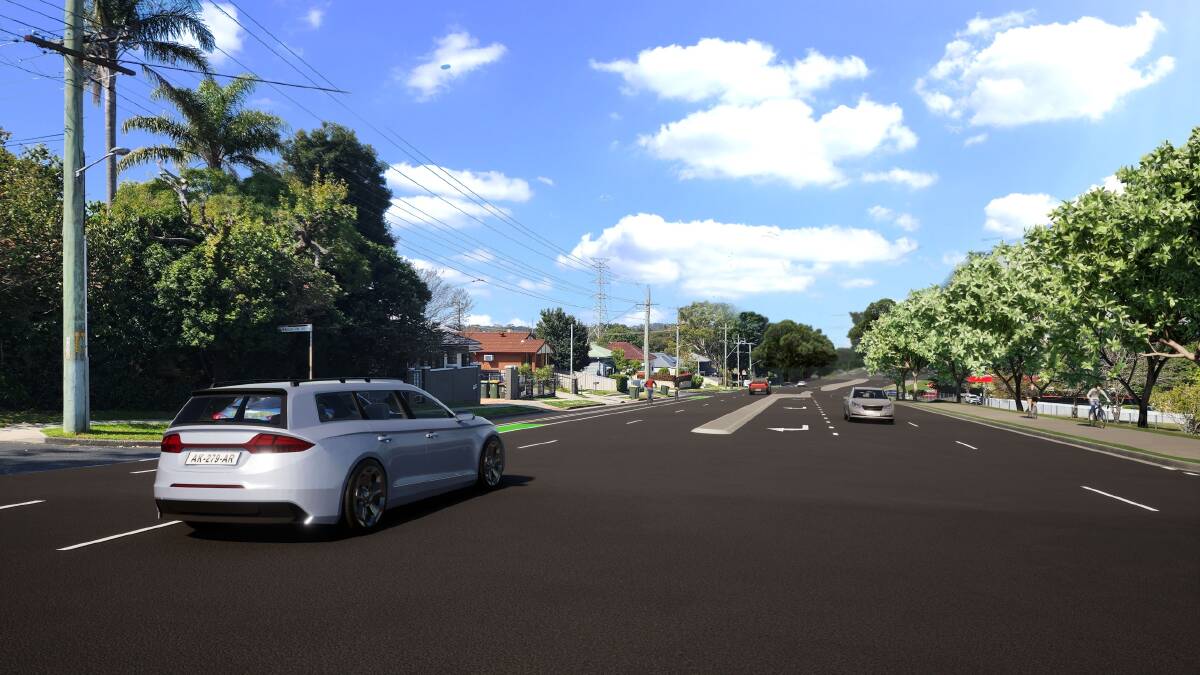 A concept image of the view facing east along Minmi Road. Picture by City of Newcastle