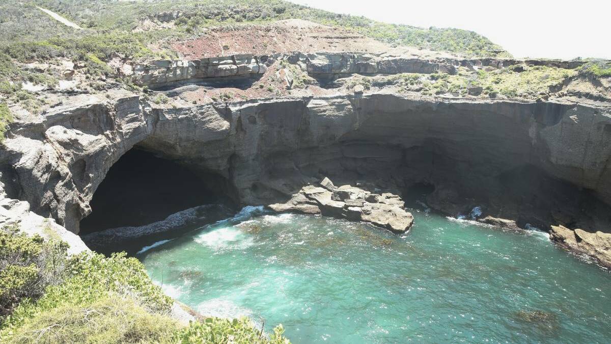 TREACHEROUS: The cave at Frazer Park, south of Swansea, has been a predictable scene for rescues and drownings for more than a decade. 