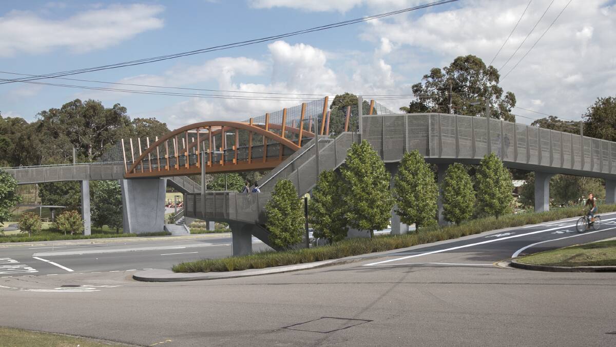 IMPRESSION: An artist's rendering of the shared path bridge Daracon has been appointed to build over Newcastle Road at Jesmond. Picture: Transport for NSW