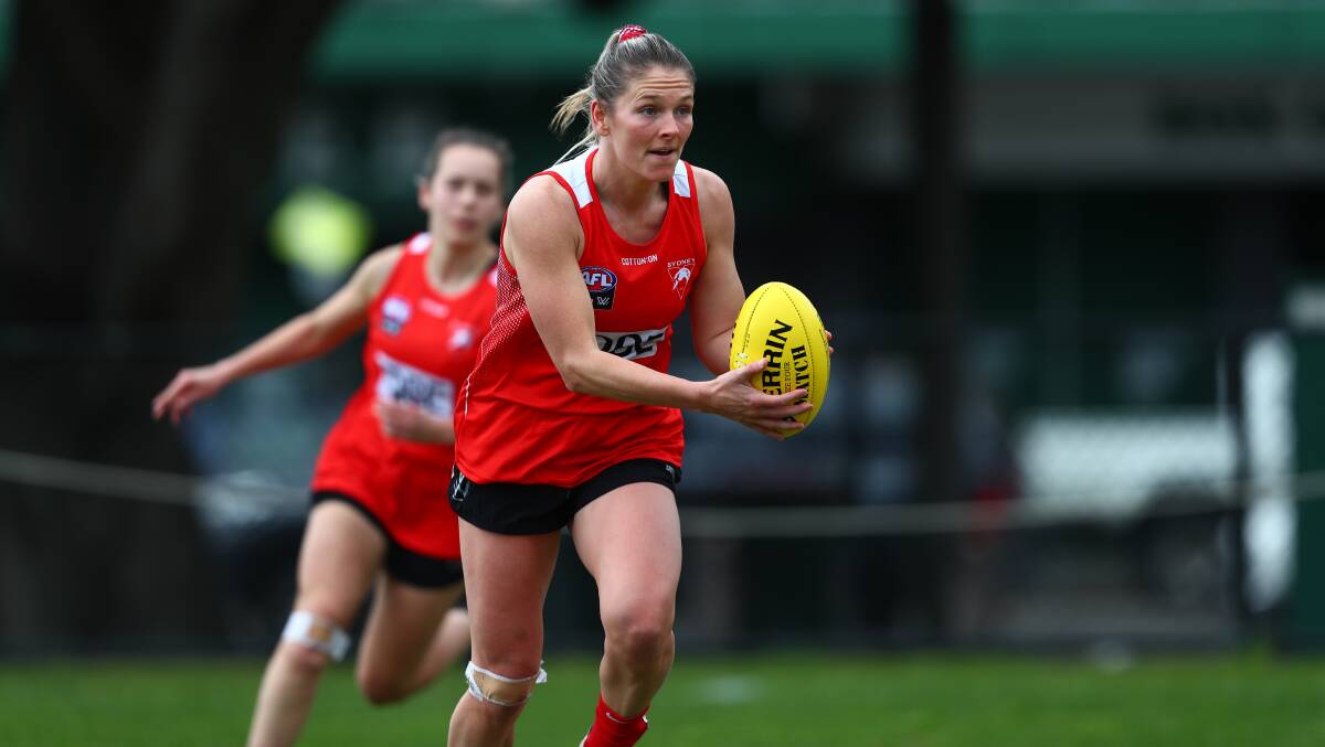 Nelson Bay product Lisa Steane is eyeing an AFLW semi-final appearance with the Swans this weekend. Picture Swans Media