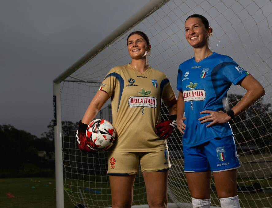 Charlestown goalkeeper and captain Taylah Gray, left, with US signing Jayna Fraser. Picture by Marina Neil
