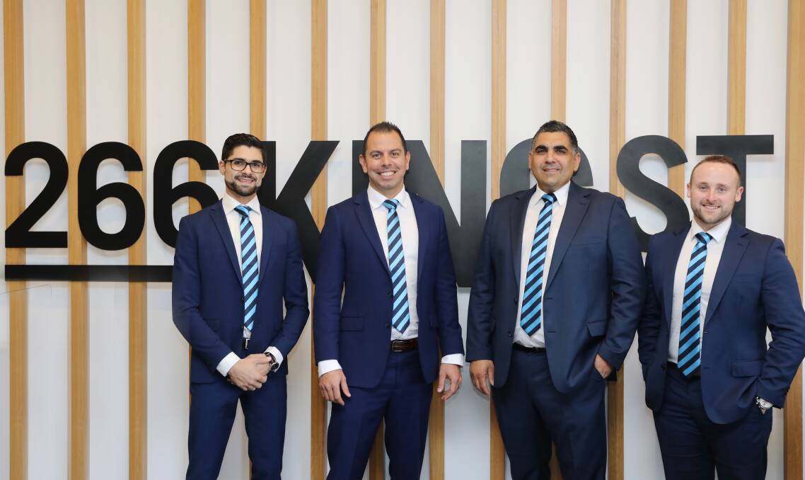 NEW AGENCY: From left, Newcastle agents Niki Bogdanovski, Joel Soldado, Sam Tsiaousis and Michael Hardy have teamed up to open Harcourts Newcastle. 