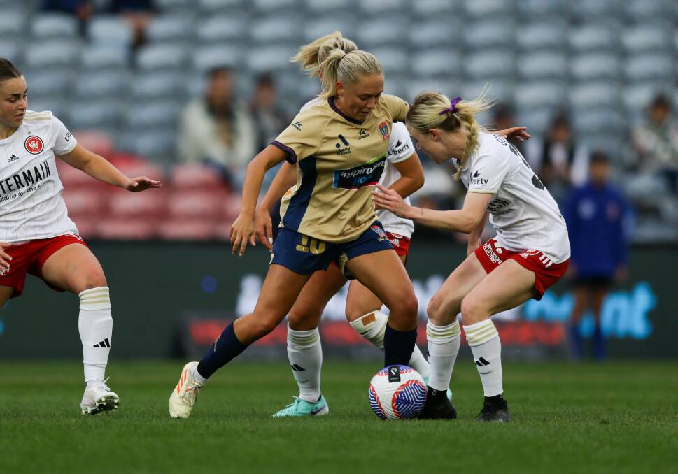 Home-grown midfielder Libby Copus-Brown in action for the Newcastle Jets this season. Picture by Jonathan Carroll