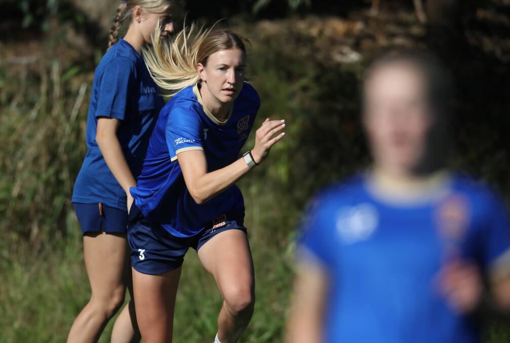 United States import Emily Garnier at Newcastle Jets training. Picture by Grant Sproule, Newcastle Jets