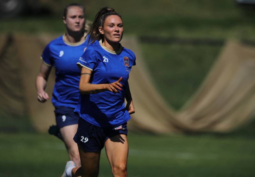 Adriana Konjarski is back in Newcastle Jets colours and has a philosophical approach to her national league return. Picture by Grant Sproule, Newcastle Jets