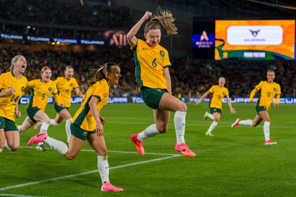 The emotion said it all for Clare Wheeler after scoring against China in Sydney on June 3. The Matildas squad for the Paris Olympics was named the next day. Picture Getty