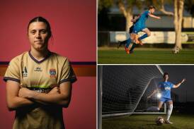 Jets striker Melina Ayres had immediate impact for Azzurri; Cassie Corder (top right) and Jayna Fraser (bottom right) also got on the scoresheet in Taree on Saturday. Pictures by Marina Neil and Jonathan Carroll