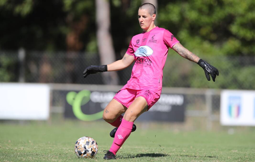 Maitland goalkeeper Imogene Tomasone is nursing a back complaint but will be given until Friday night to prove her fitness at training. Picture by Sproule Sports Focus
