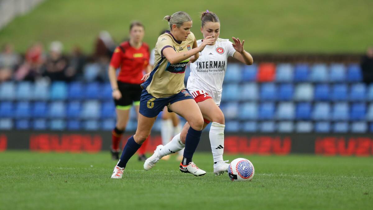 Jets captain Cassidy Davis in her club record 132nd appearance at McDonald Jones Stadium on Sunday night. Picture by Jonathan Carroll
