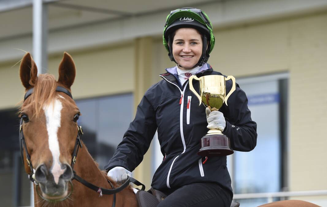 Michelle Payne and Prince Of Penzance promote the 2016 Ballarat Cup. Picture by Lachlan Bence.