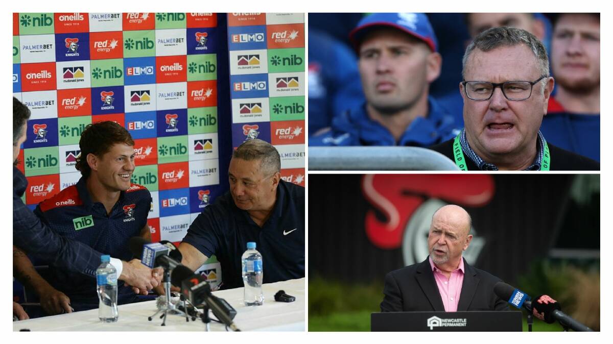 From left, Kalyn Ponga with his father and manager, Andre, top right, Blake Cannavo, bottom right, Philip Gardner. Pictures Jonathan Carroll, Getty Images