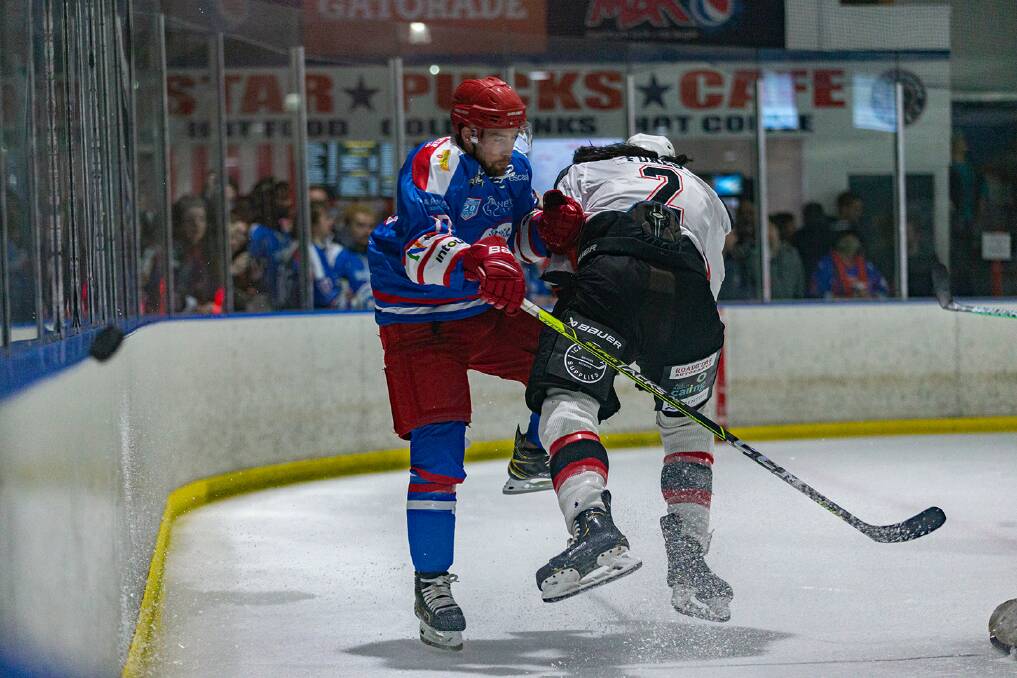 UNFINISHED BUSINESS: Newcastle Northstars striker Francis Drolet in action at Hunter Ice Skating Stadium last month. Picture: AK Hockey Shots