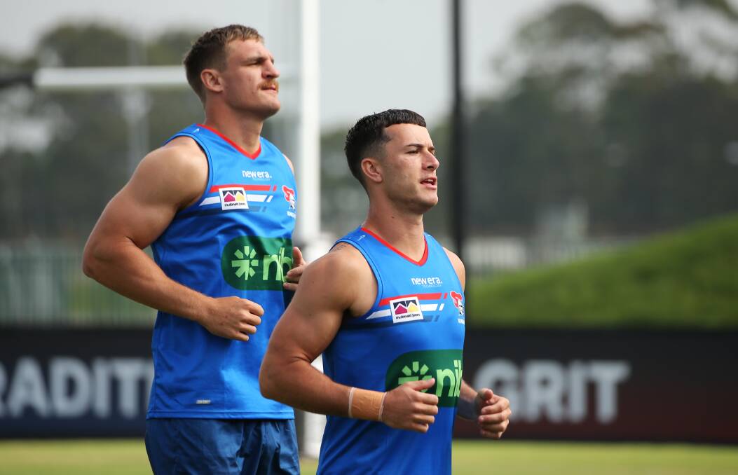 David Armstrong, right, at pre-season training in December. Picture by Simone De Peak