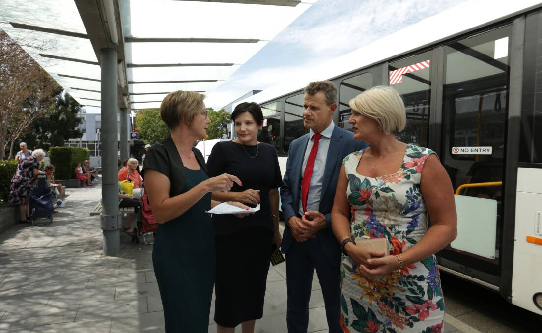 Newcastle Buses

Shadow Minister for Transport Jodi Mckay with Newcastle MPs Tim Crakanthorp, Jodie Harrison and Yasmin Catley at a bus protest meeting at Charlestown in February. Picture: Simone De Peak.