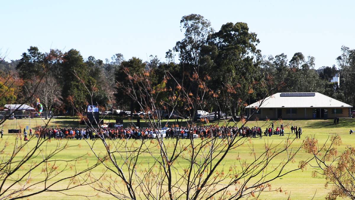 The funeral service at Rose Point Park on Monday. Picture by Peter Lorimer