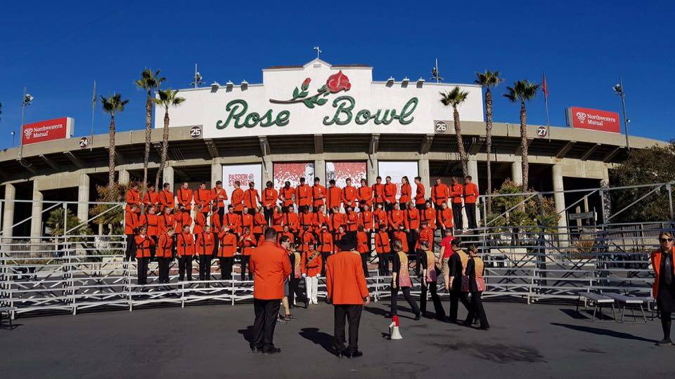 PREPARATIONS: The band played in the parade held before the annual 'Rose Bowl' college football game. Picture: Supplied.
