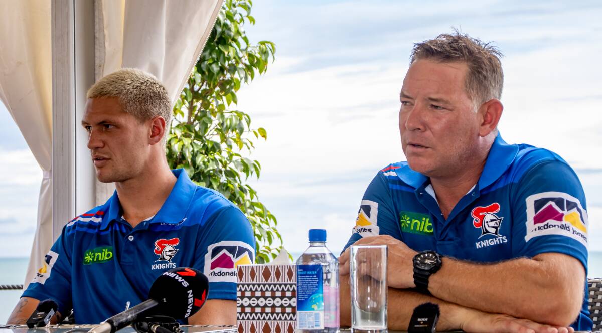 Ponga and O'Brien in Fiji on Friday. Picture Getty Images