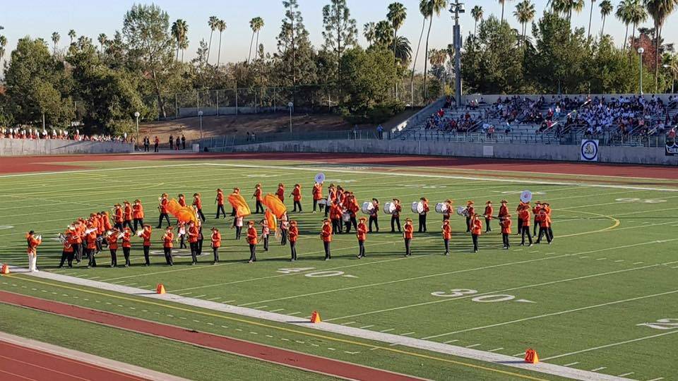 MUSICAL LOVE: The Marching Koalas in formation on a football field in California. Picture: Supplied.