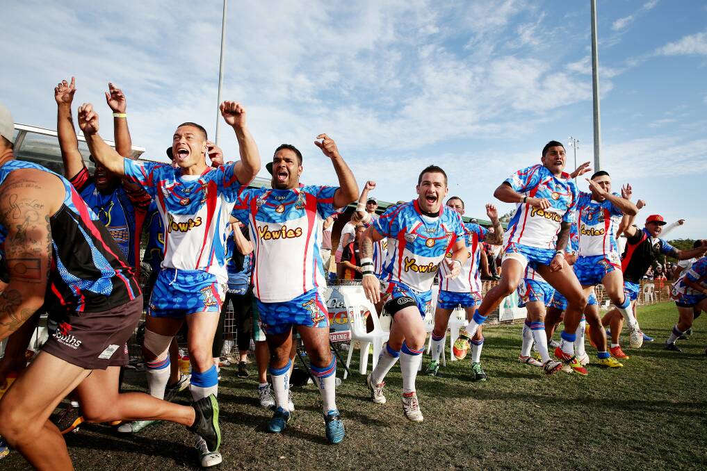 Yowies players celebrate their 2013 victory. Picture by Ryan Osland 