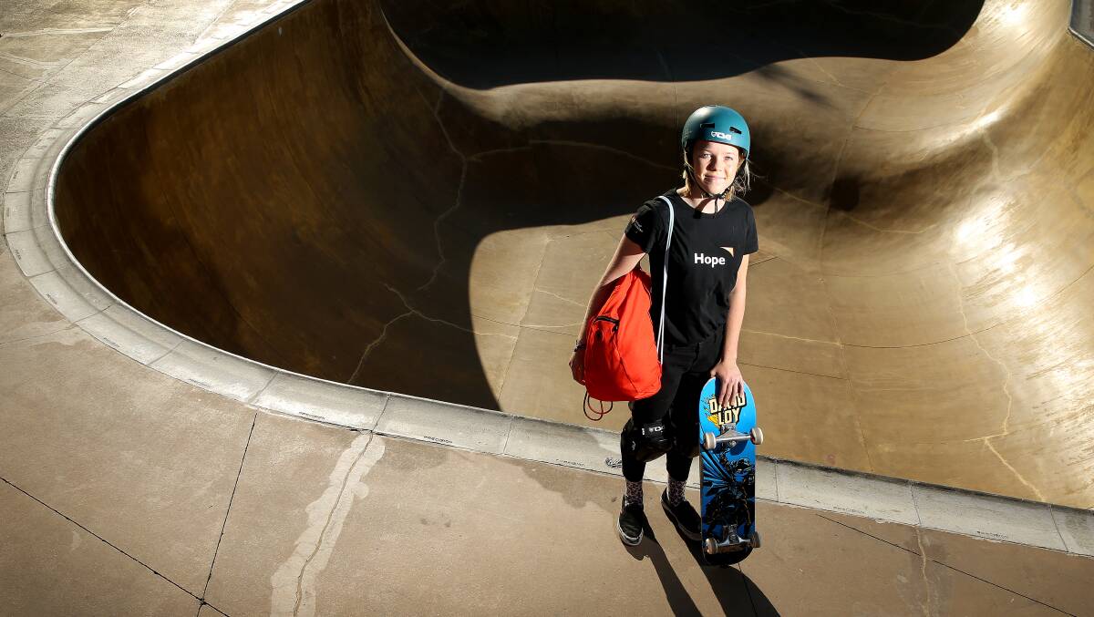 DEVELOPMENT: Poppy Starr Olsen has grown up skating Bar Beach skate park. Picture: Marina Neil 