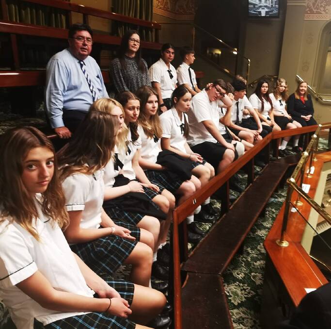 All Saints College Maitland's Year 10 Commerce class at Parliament House in Sydney this week for Labor's first budget in more than a decade. Picture courtesy of MP Jenny Aitchison.