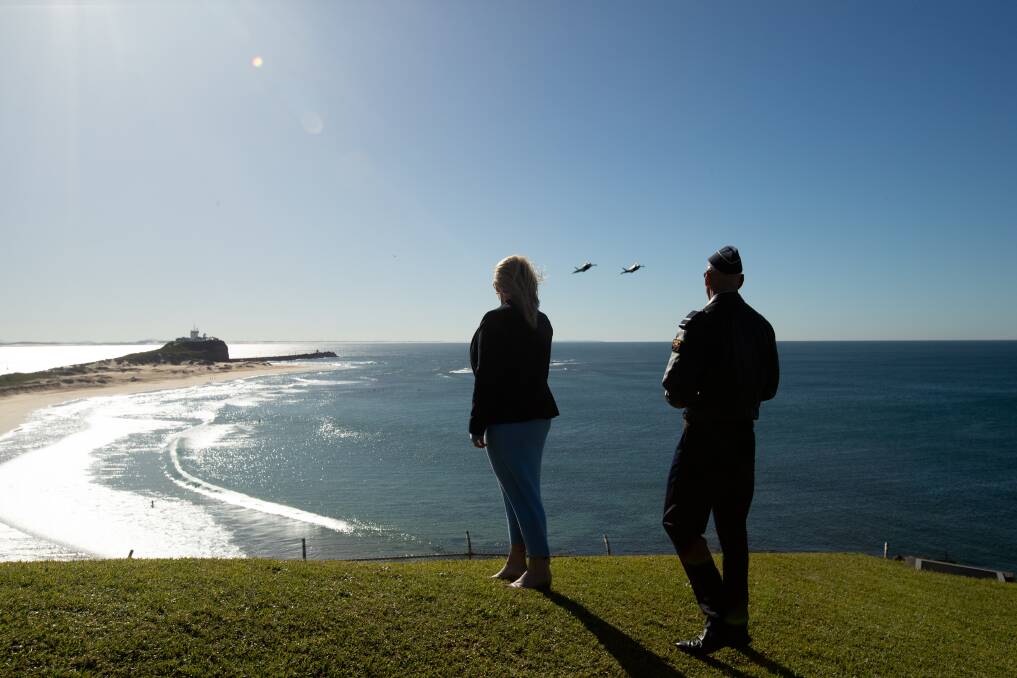The view from atop Flagstaff Hill at Fort Scratchley during a flyover.