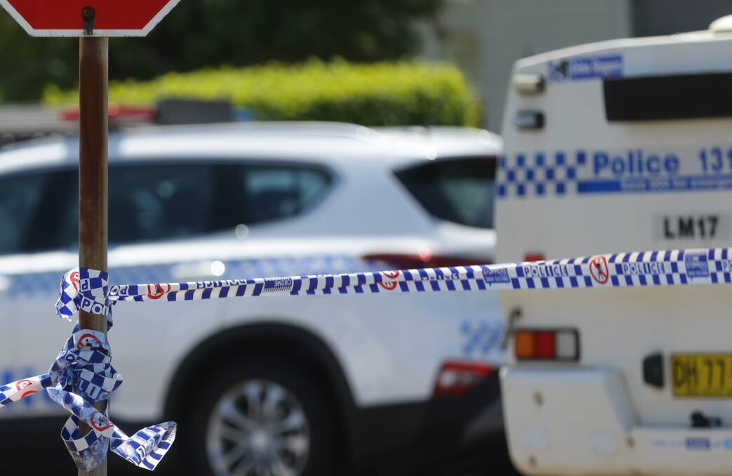 Police set up a crime scene after a stabbing in Merewether on Friday morning. File picture
