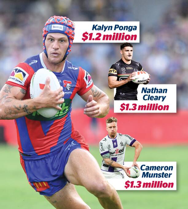 NRL big earners Kalyn Ponga, Nathan Cleary and Cameron Munster. Pictures AAP