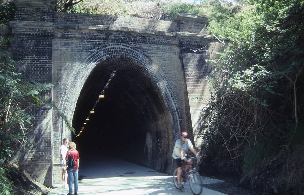 The northern entrance to the tunnel, just prior to the first stage of the Fernleigh Track opening in 2003. Picture: Courtesy, Ed Tonks Collection 