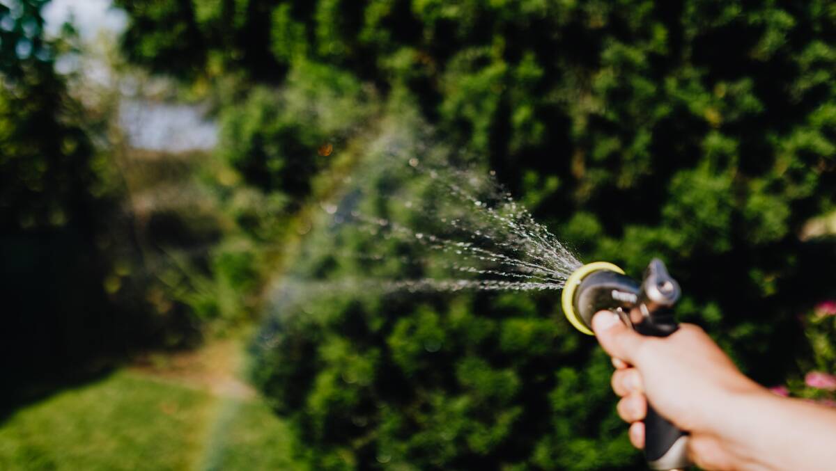 Use a trigger hose, watering can or bucket to water your garden. Picture supplied.
