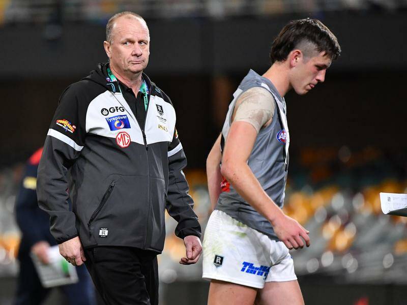 Power coach Ken Hinkley says he doesn't know what more to say to the heavily fined Zak Butters. Photo: Darren England/AAP PHOTOS