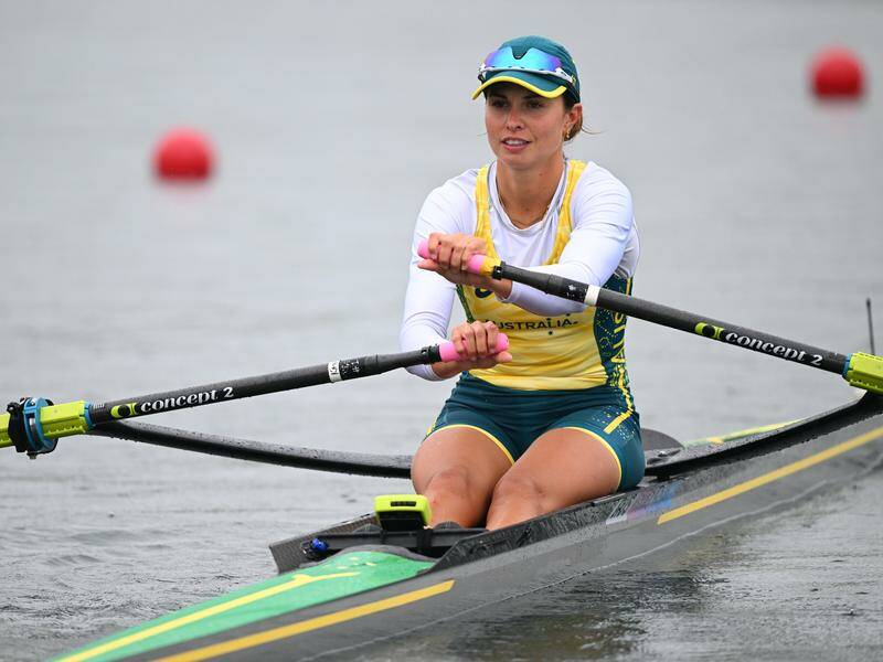 Australian rower Tara Rigney made a statement with a commanding win her heat of the singles sculls. Photo: Iain McGregor/AAP PHOTOS