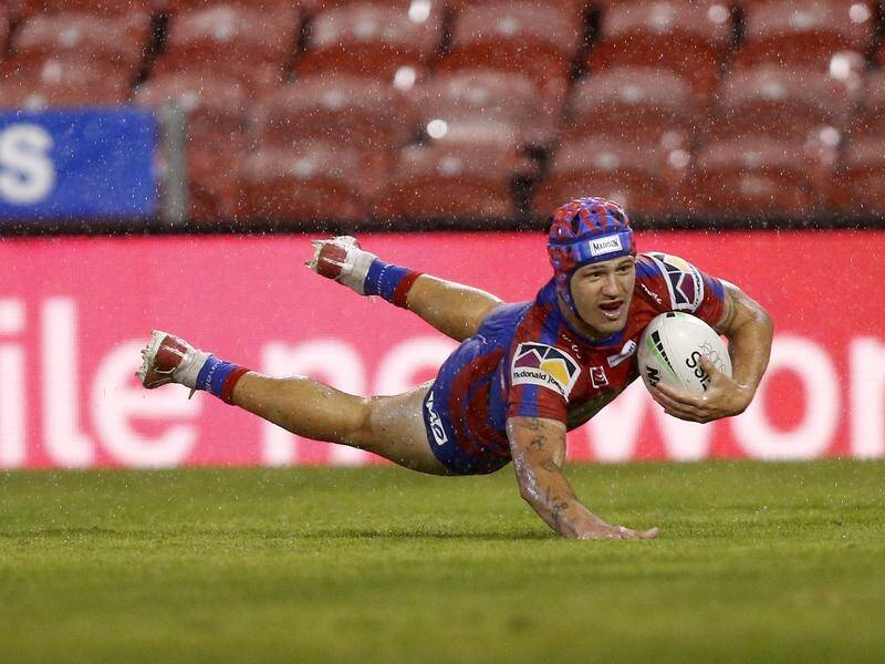 Kalyn Ponga flew over for a second-half try in the Knights' loss to Manly.