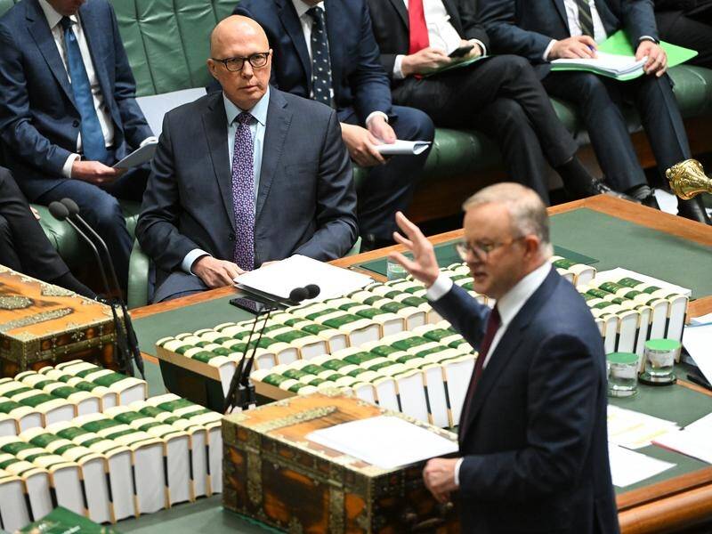 Peter Dutton (left) and Prime Minister Anthony Albanese are on different sides of the voice debate. (Lukas Coch/AAP PHOTOS)