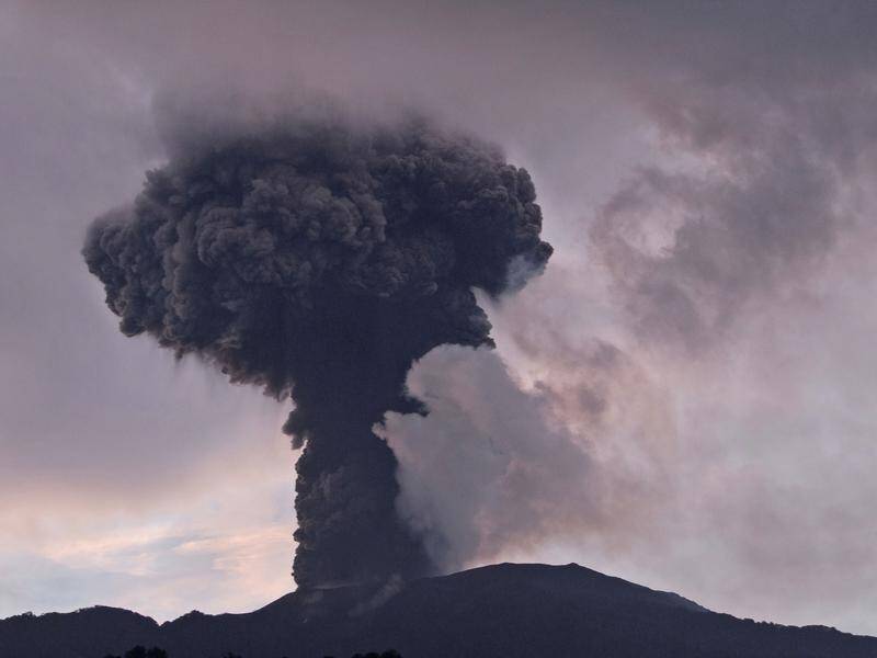 Mount Marapi is spewing volcanic material from its crater in West Sumatra, Indonesia. (AP PHOTO)