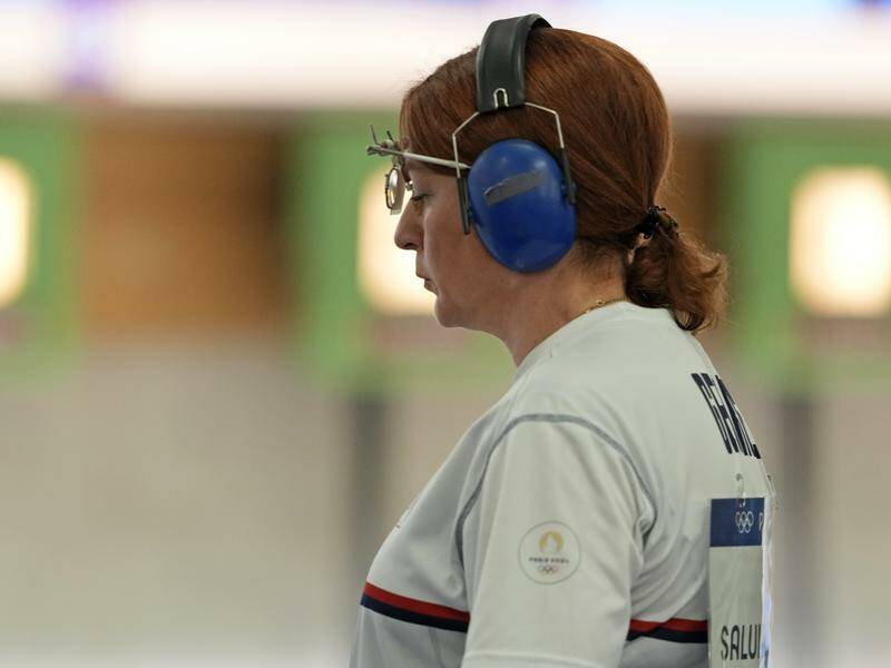 Evergreen Georgian shooter Nino Salukvadze competes at her 10th Olympics. Photo: AP PHOTO