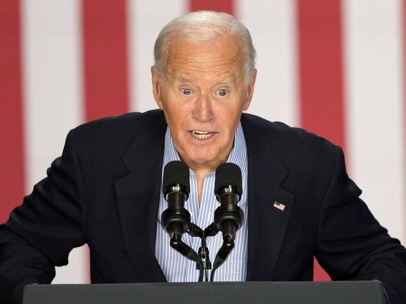 US President Joe Biden told a rally he's running for re-election and he's 'gonna win again'. (AP PHOTO)