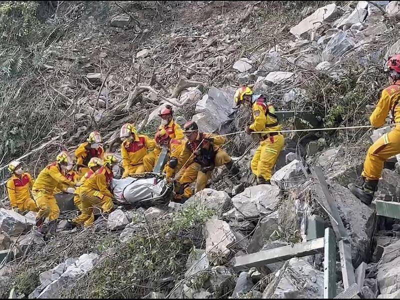 Rescue workers have recovered bodies in a hotel in Taroko National Park in Taiwan. (AP PHOTO)