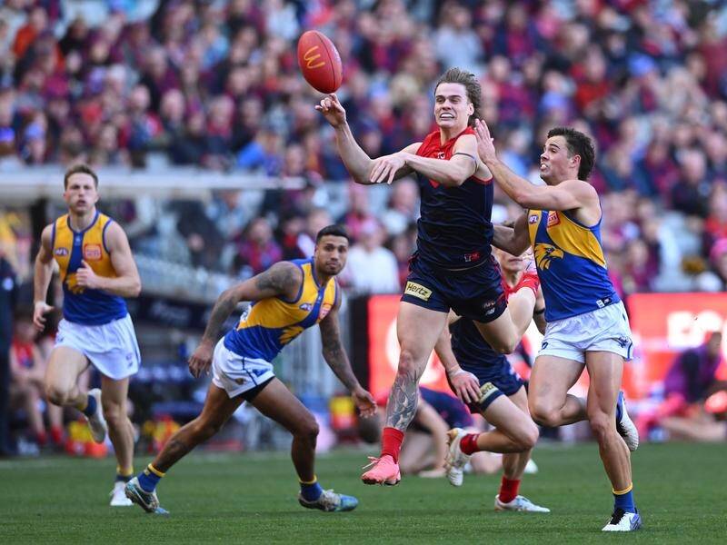 Trent Rivers has won praise from Melbourne coach Simon Goodwin for helping drive the club forward. (James Ross/AAP PHOTOS)
