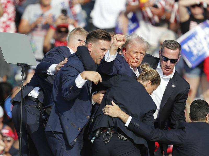Donald Trump was wounded in an ear, a rally attendee was killed and two others were hurt in Butler. Photo: EPA PHOTO