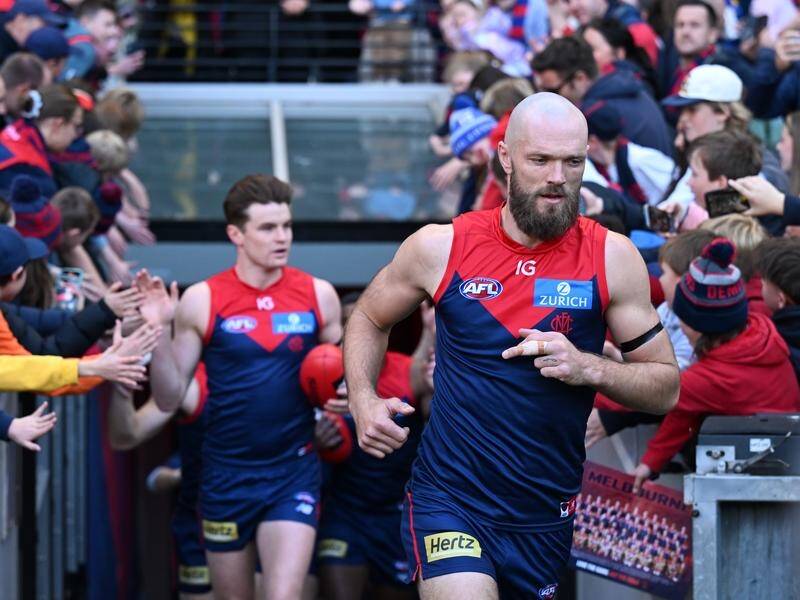 Skipper Max Gawn (right) wants a speedy recovery so he can lead the Demons towards the finals. (James Ross/AAP PHOTOS)
