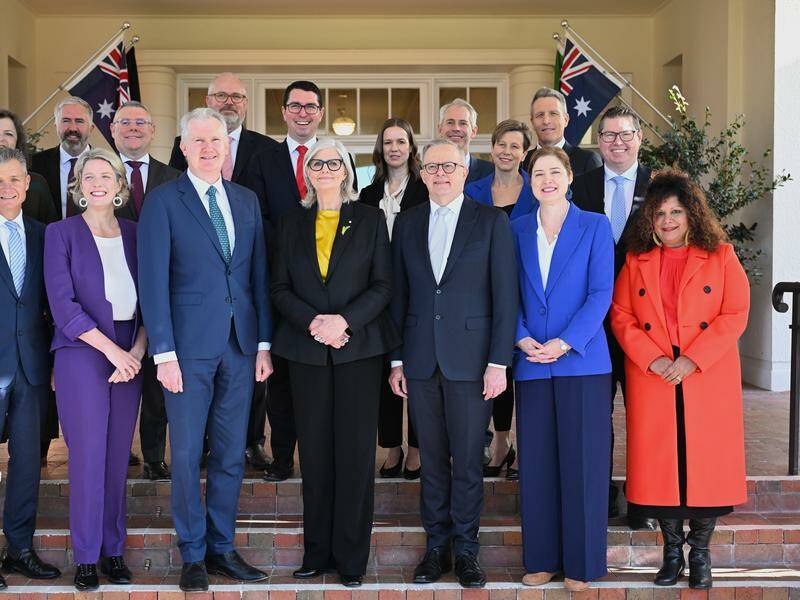 Anthony Albanese's new federal ministry has been sworn in at Government  House in Canberra. Photo: Lukas Coch/AAP PHOTOS